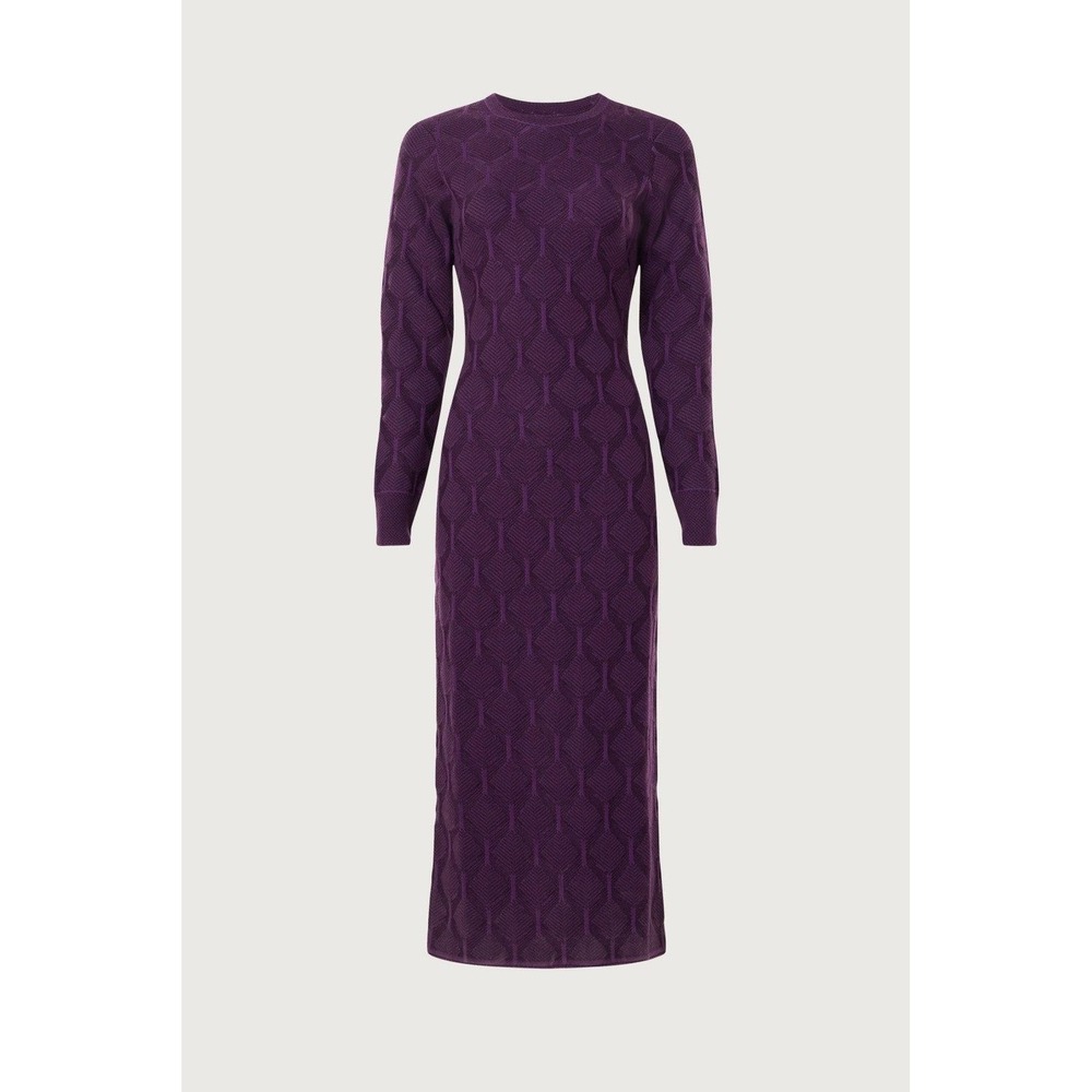 Thakoon Sweater Dress Womens Small Purple Textured Knit Long Sleeve Midi NWT